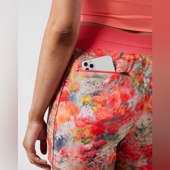 ATHLETA Brooklyn Printed Shorts Size 6 Renewed Bloom Floral Pink Orange  14 - Picture 7 of 9